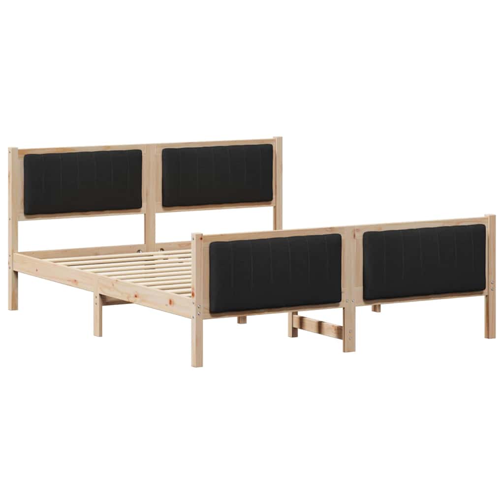 Bettgestell Braun und hellgrau 200 x 200 cm Massivholz Kiefer