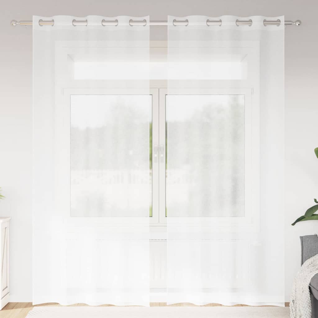Voile-Vorhang mit Vorhängen 2 pcs Weiß 140 x 140 cm Polyester