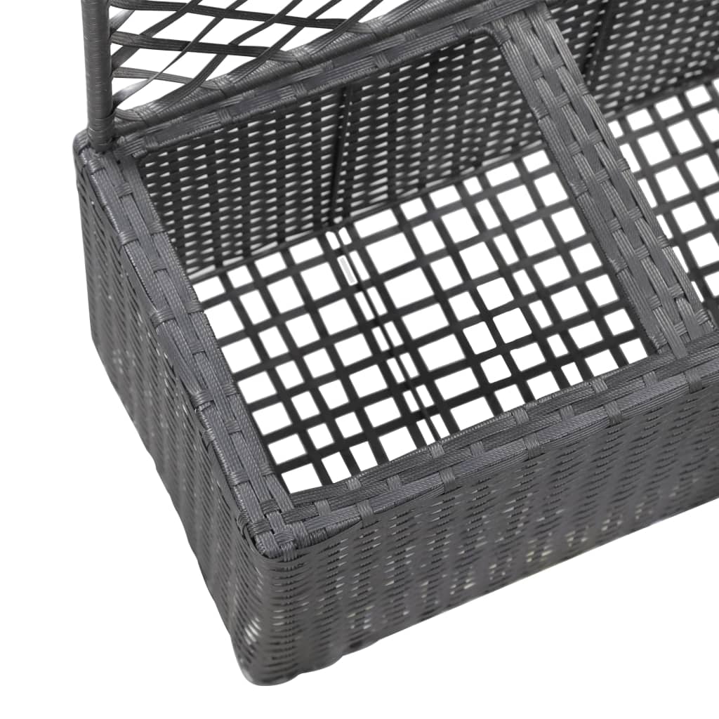 Hochbeet mit Rankgitter 1 Topf 30x30x107cm Poly Rattan Schwarz