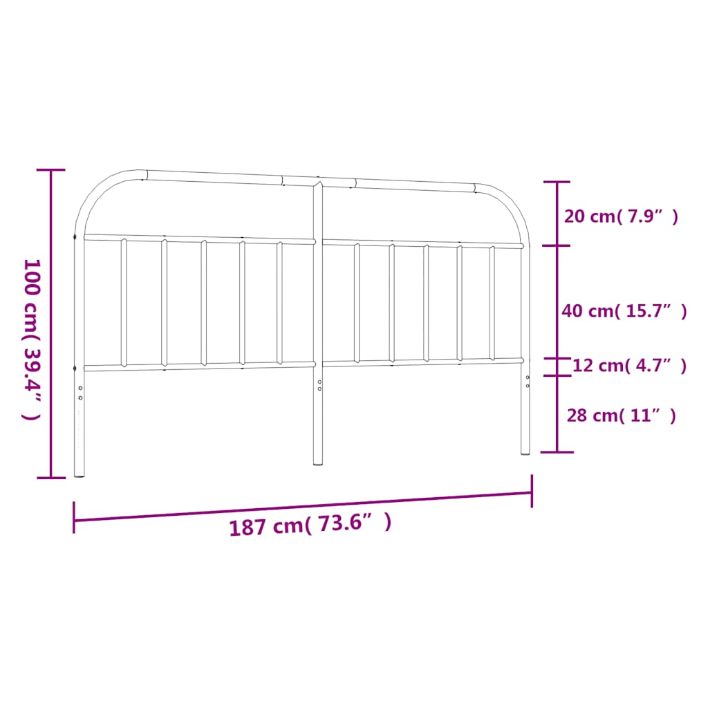 Ersatz-Kopfteil Metall Schwarz 75 cm