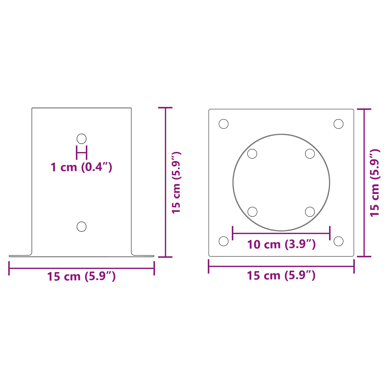 runder Bodenanker 4 pcs Silber 15 x 15 x 15 cm Metall