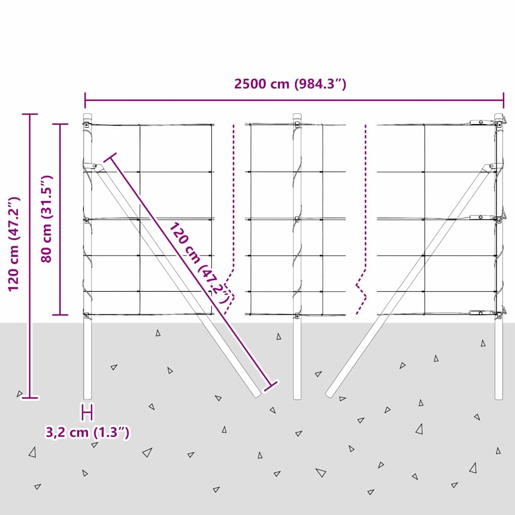 Ground Fix Geschweißter Drahtzaun 25 x 0,8 m Silber Netz