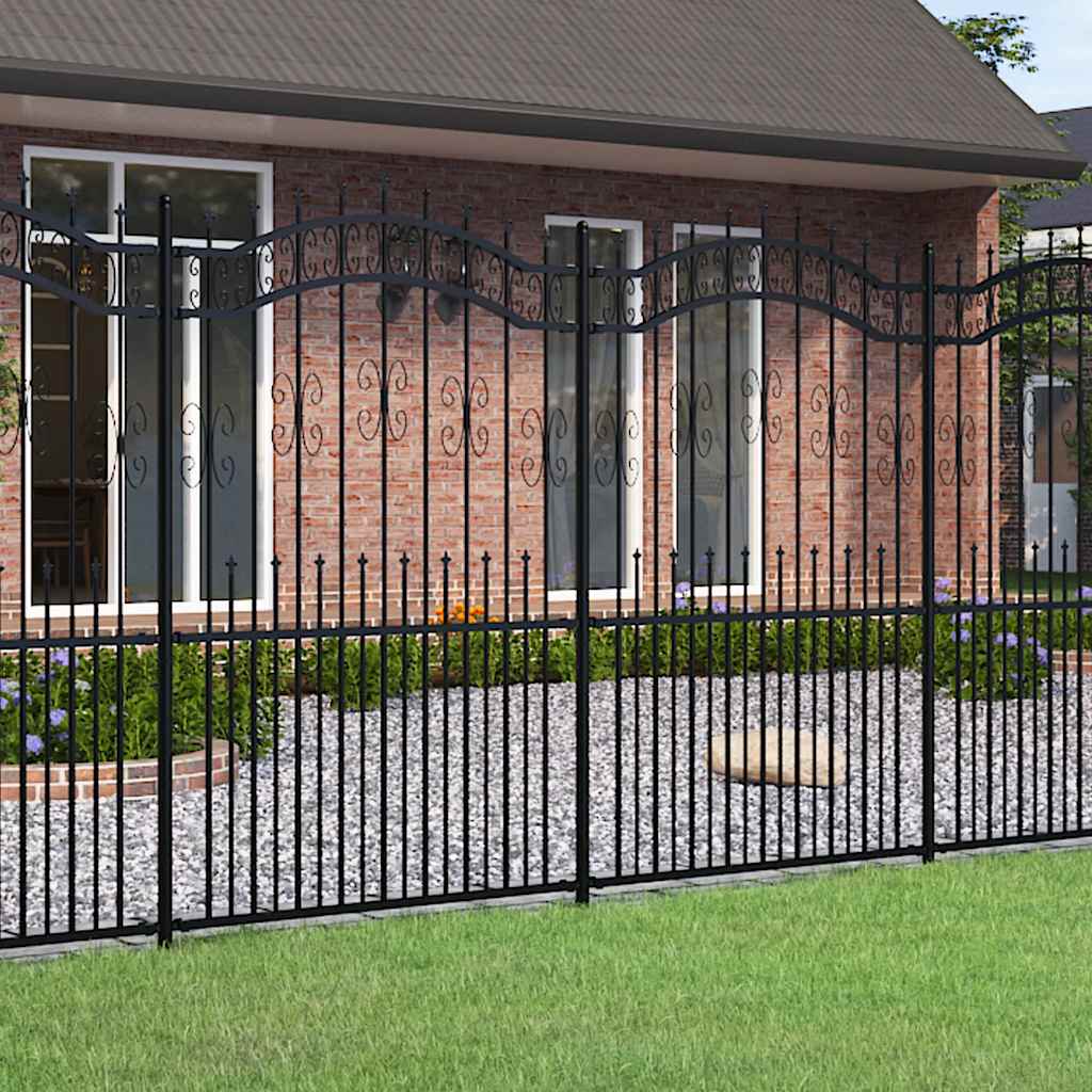 Gartenzaun KAMPEN mit Speerspitze Schwarz 240 x 75 cm Stahl