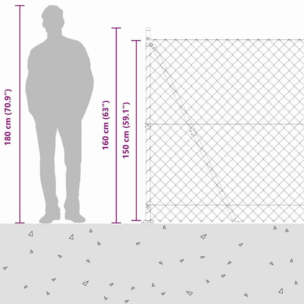 Outdoor Kettenglied-Zaun Erdfixierung 10 x 0,4 m Grün Netz