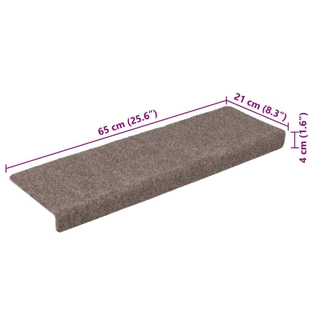 Stufenmatten Selbstklebend 15 Stk. 65x21x4 cm Hellbraun Rechteckiger Rand
