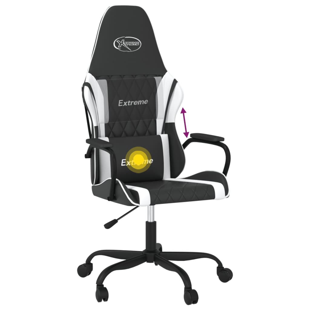 Gaming-Stuhl mit Massagefunktion Schwarz und Blau Kunstleder