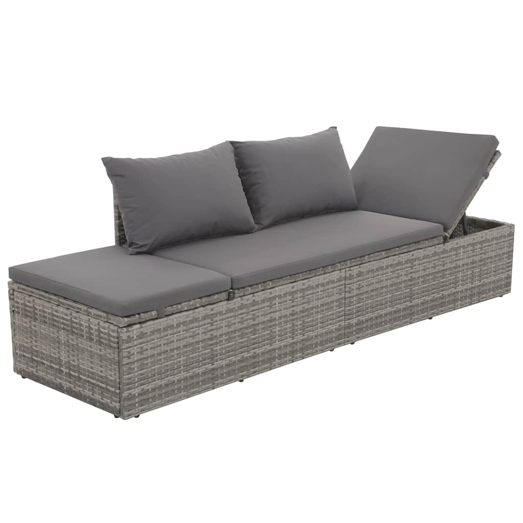Gartenbett Schwarz 195×60 cm Poly Rattan