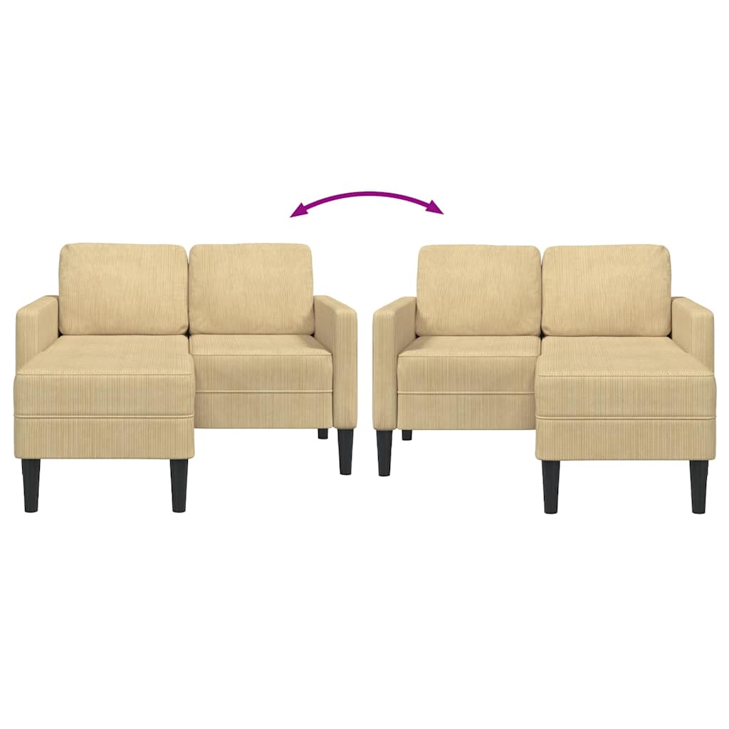 2-Sitzer-Sofa mit Chaiselongue L-Form Hellgrau 125 cm Leinen