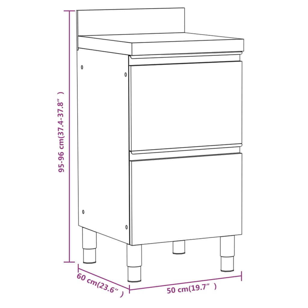 Gewerbe-Küchenschrank mit 2 Schubladen 50x60x96 cm
