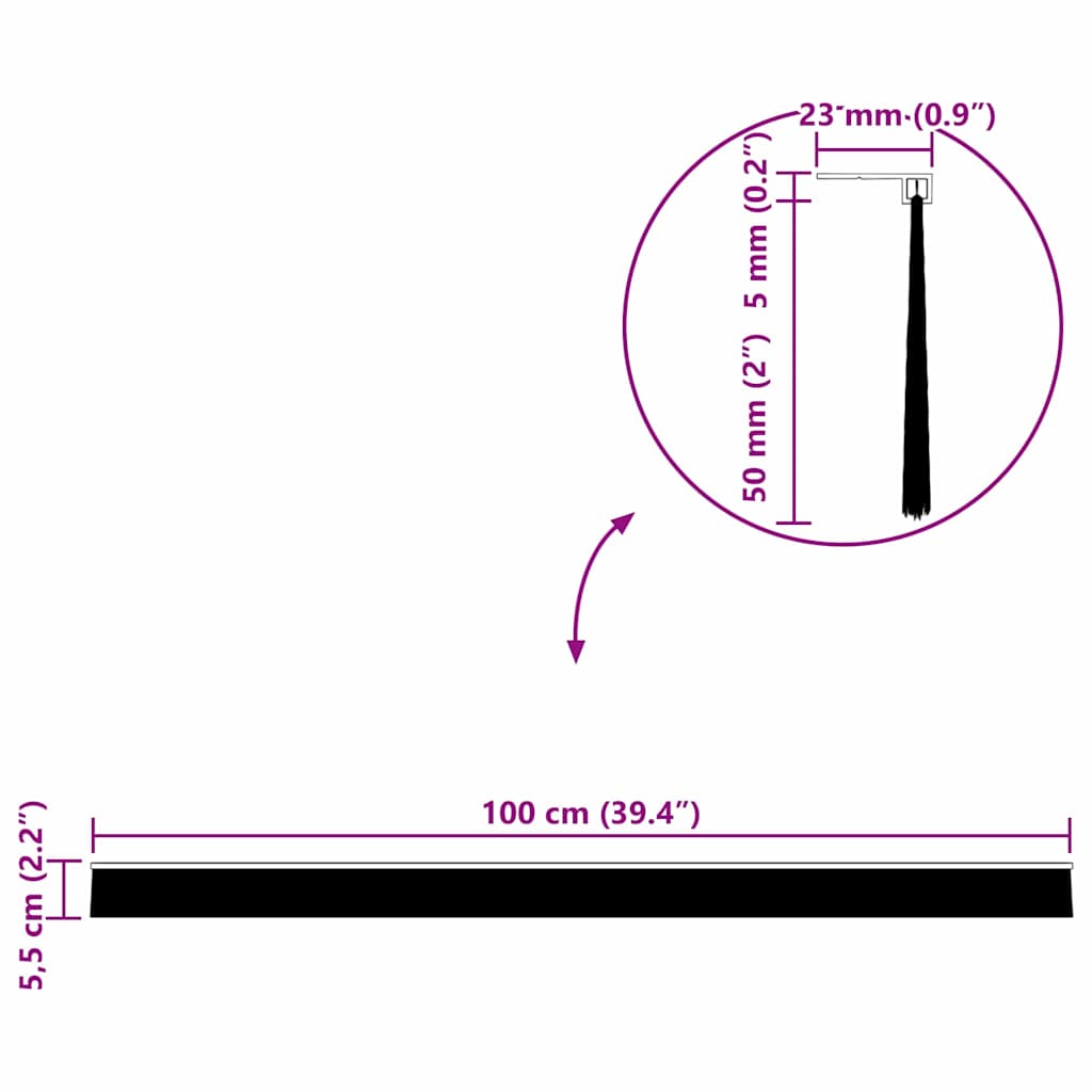 Selbstklebende Türbürstendichtungen 2 pcs Braun 100 cm