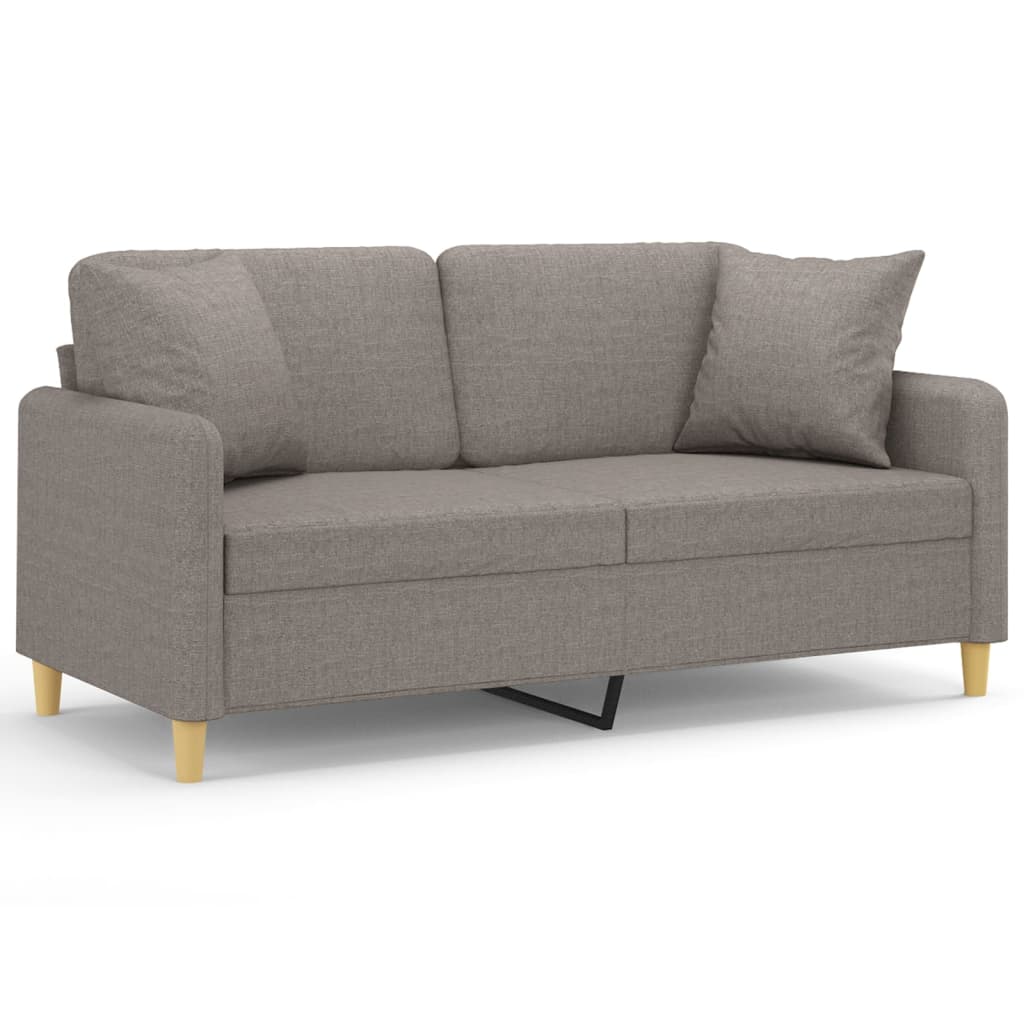 2-Sitzer-Sofa mit Zierkissen Braun 120 cm Stoff