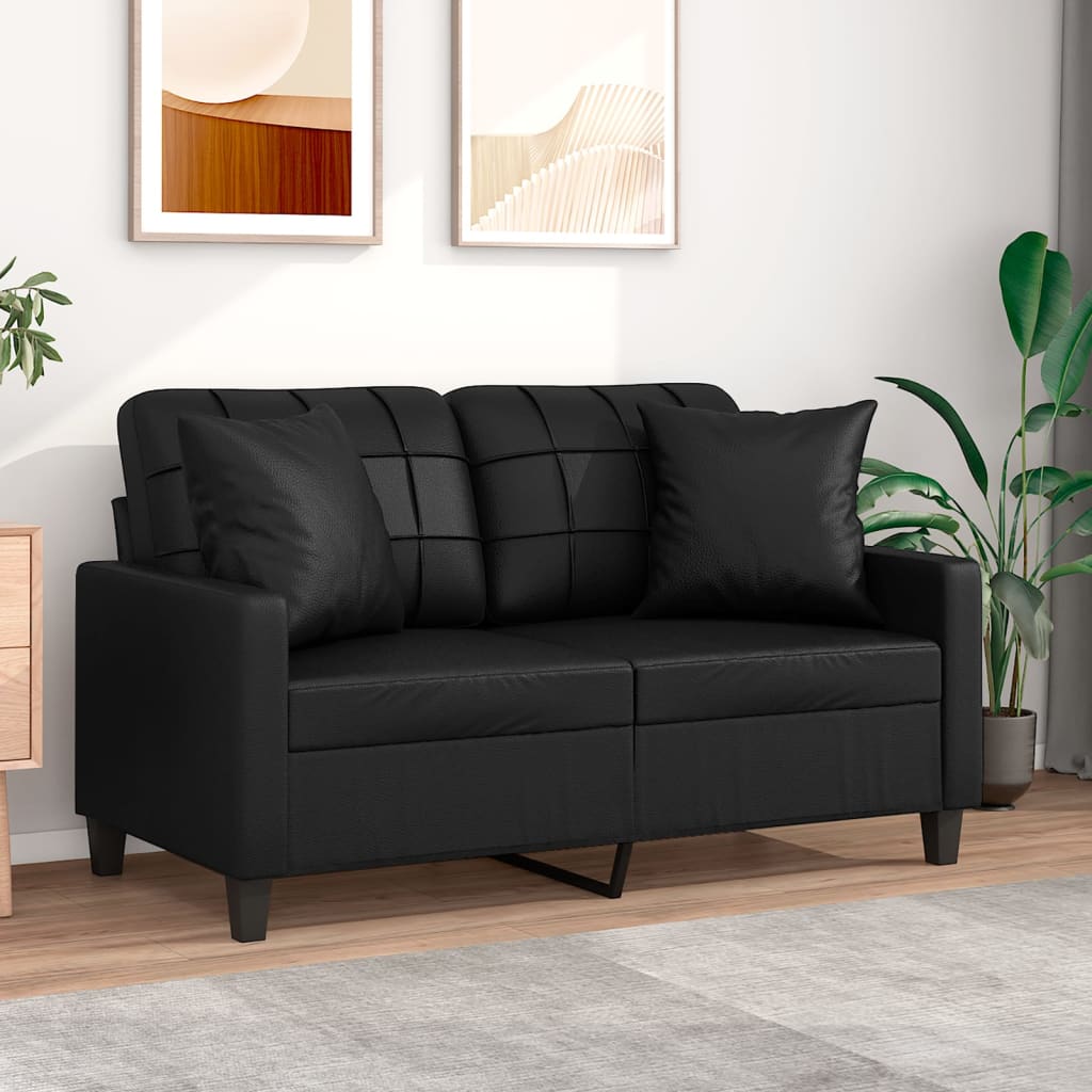 3-Sitzer-Sofa mit Zierkissen Schwarz 180 cm Kunstleder