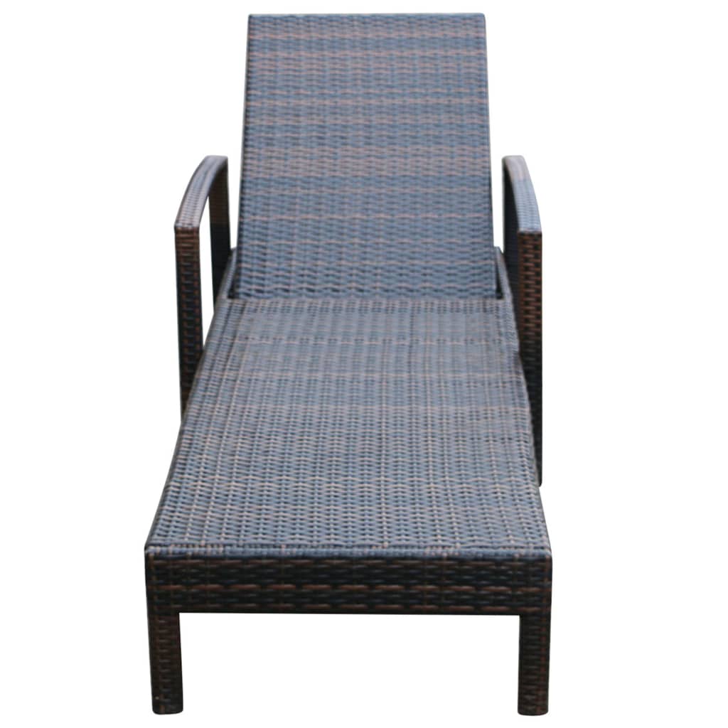 Sonnenliege mit Armlehnen Poly Rattan Grau