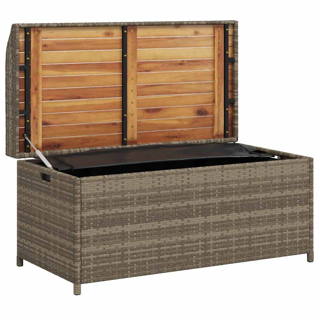 Bank mit Stauraum Schwarz 100x50x52 cm Poly Rattan Akazienholz
