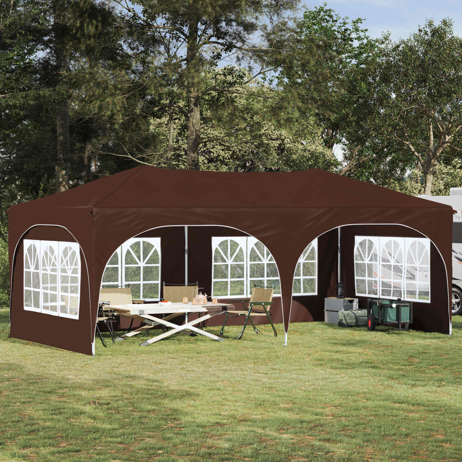 Pop-up Partyzelt 575 x 288 x 245 cm Creme Oxford-Stoff
