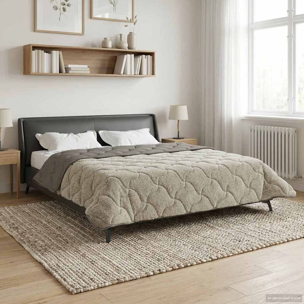 Sommerdecke Anthrazit 135 x 200 cm Mikrofaser und Teddy-Fleece