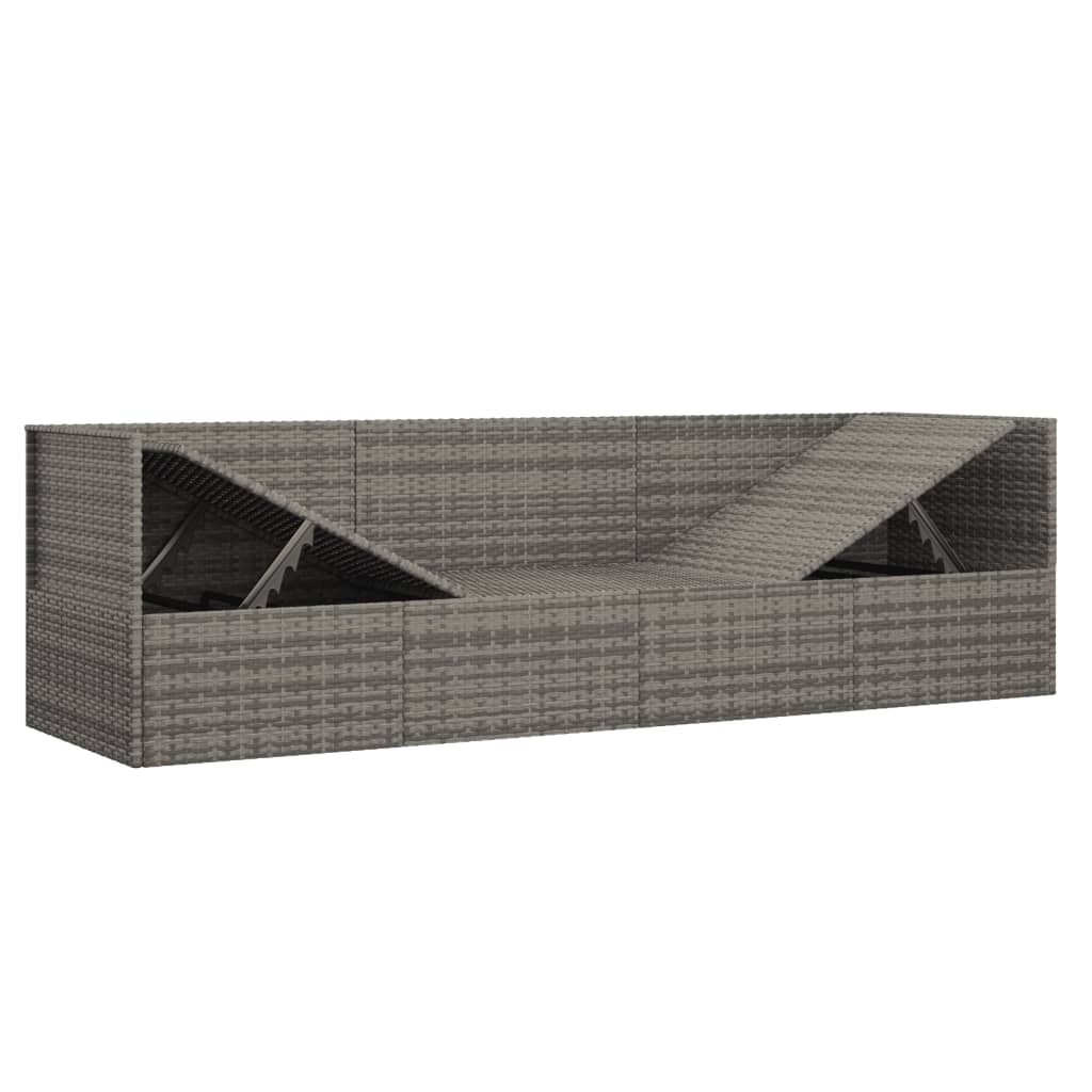 Outdoor-Loungebett mit Kissen Braun Poly Rattan