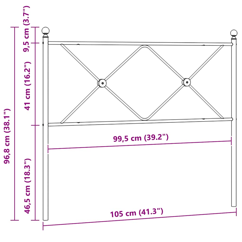 Ersatz-Kopfteil Metall Schwarz 75 cm