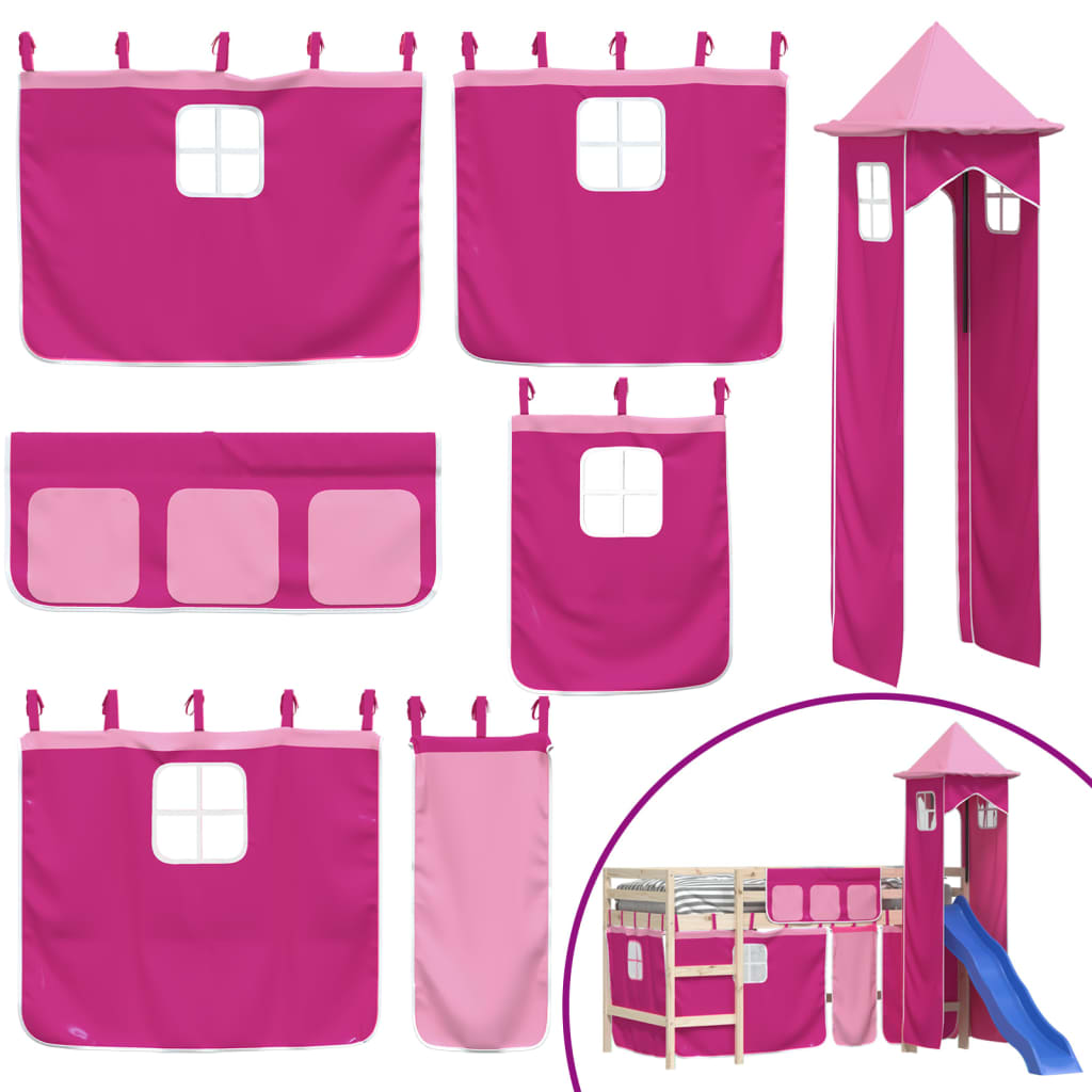 Vorhänge für Hochbett mit Turm Weiß und Schwarz Polyester