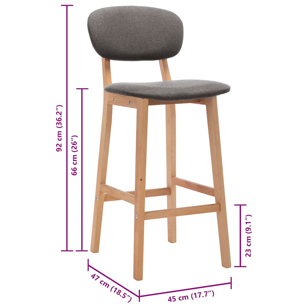 Barhocker 2 Stk. Braun Stoff