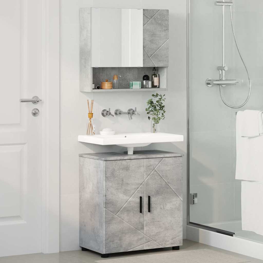 Badezimmermöbel-Set mit Tür 2 pcs Weiß Holzwerkstoff & Metall