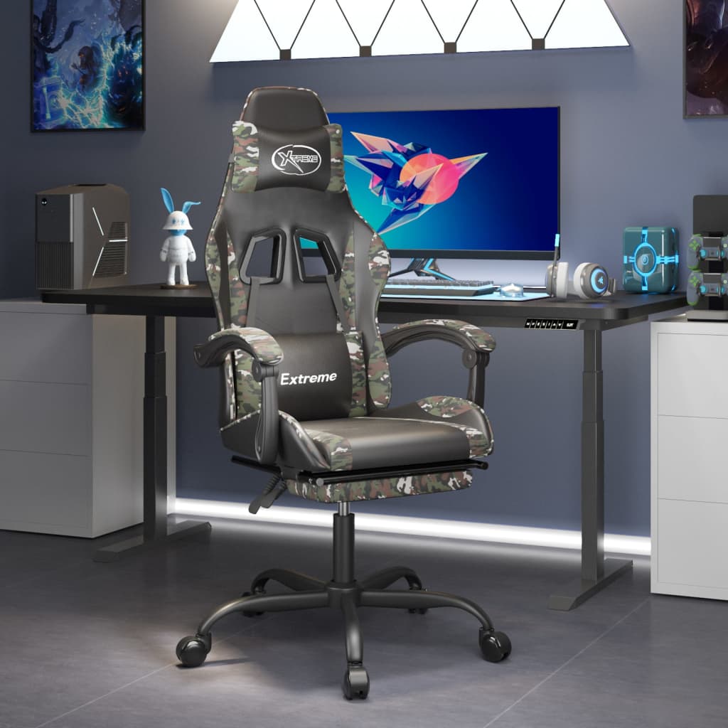 Gaming-Stuhl Drehbar Schwarz und Grün Kunstleder