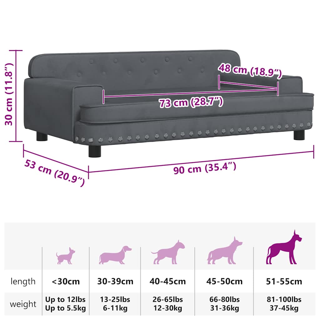 Hundebett Rosa 90x53x30 cm Samt