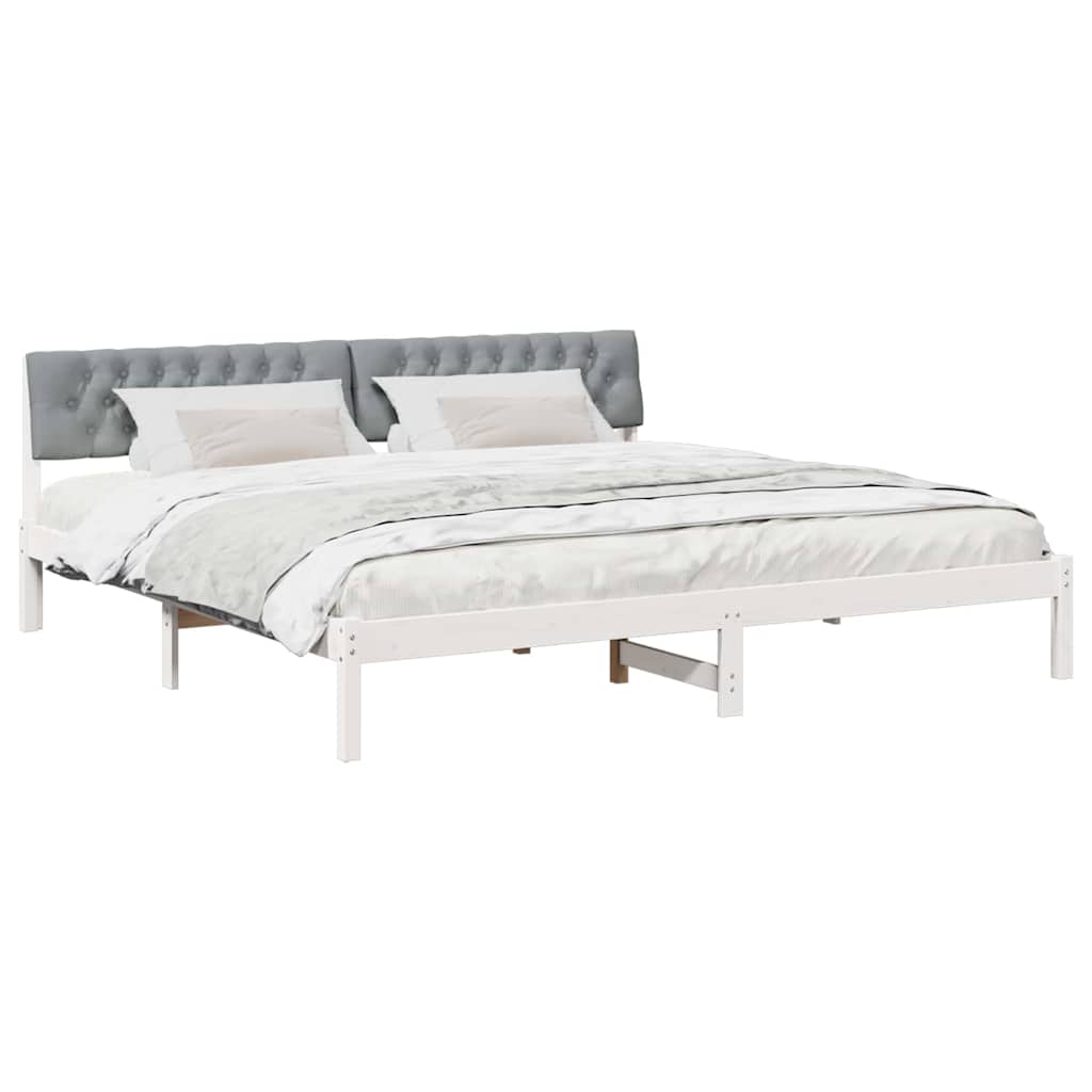 Bettgestell Braun und hellgrau 200 x 200 cm Massivholz Kiefer