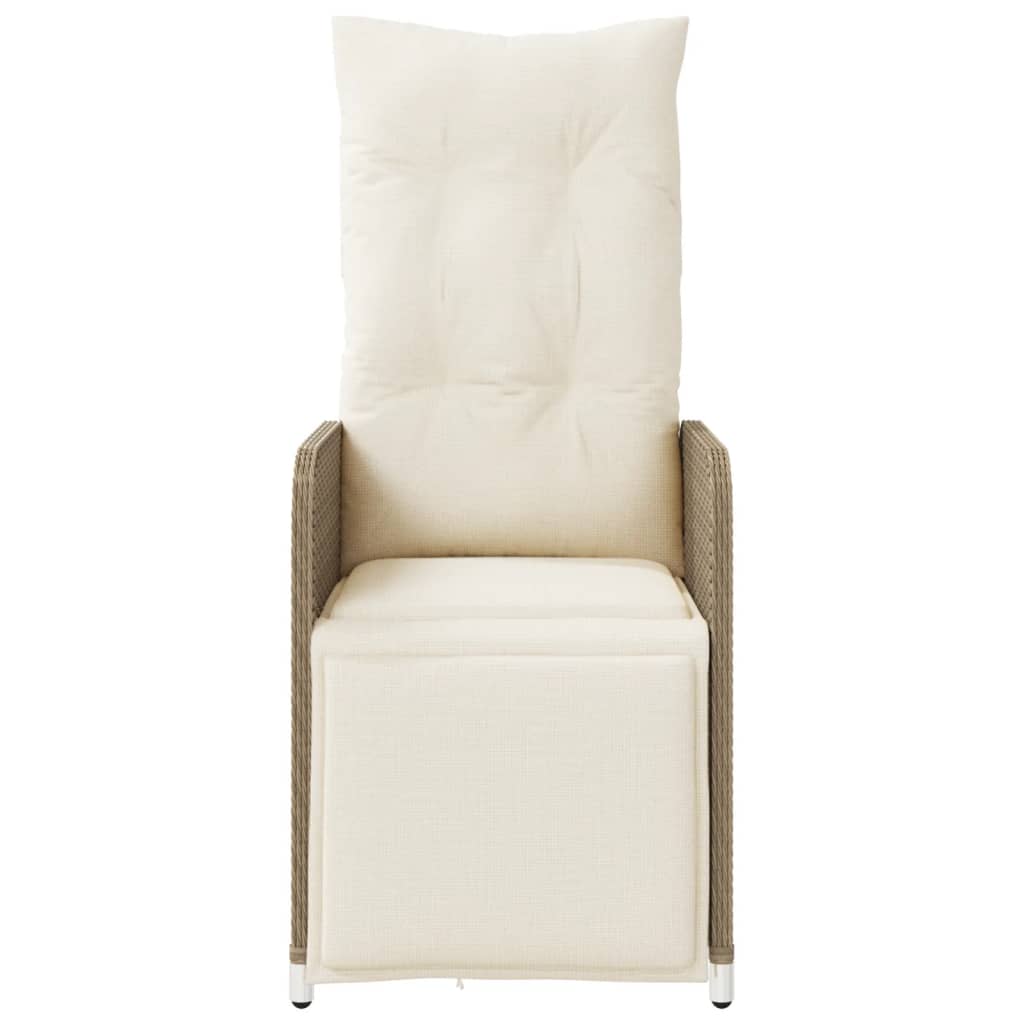 Gartensessel Verstellbar mit Kissen Schwarz Poly Rattan
