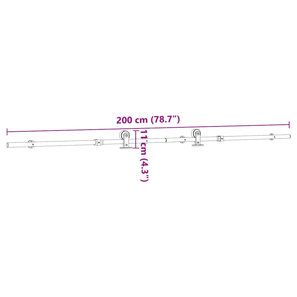 Schiebetür-Beschlagsatz 183 cm Edelstahl Silbern