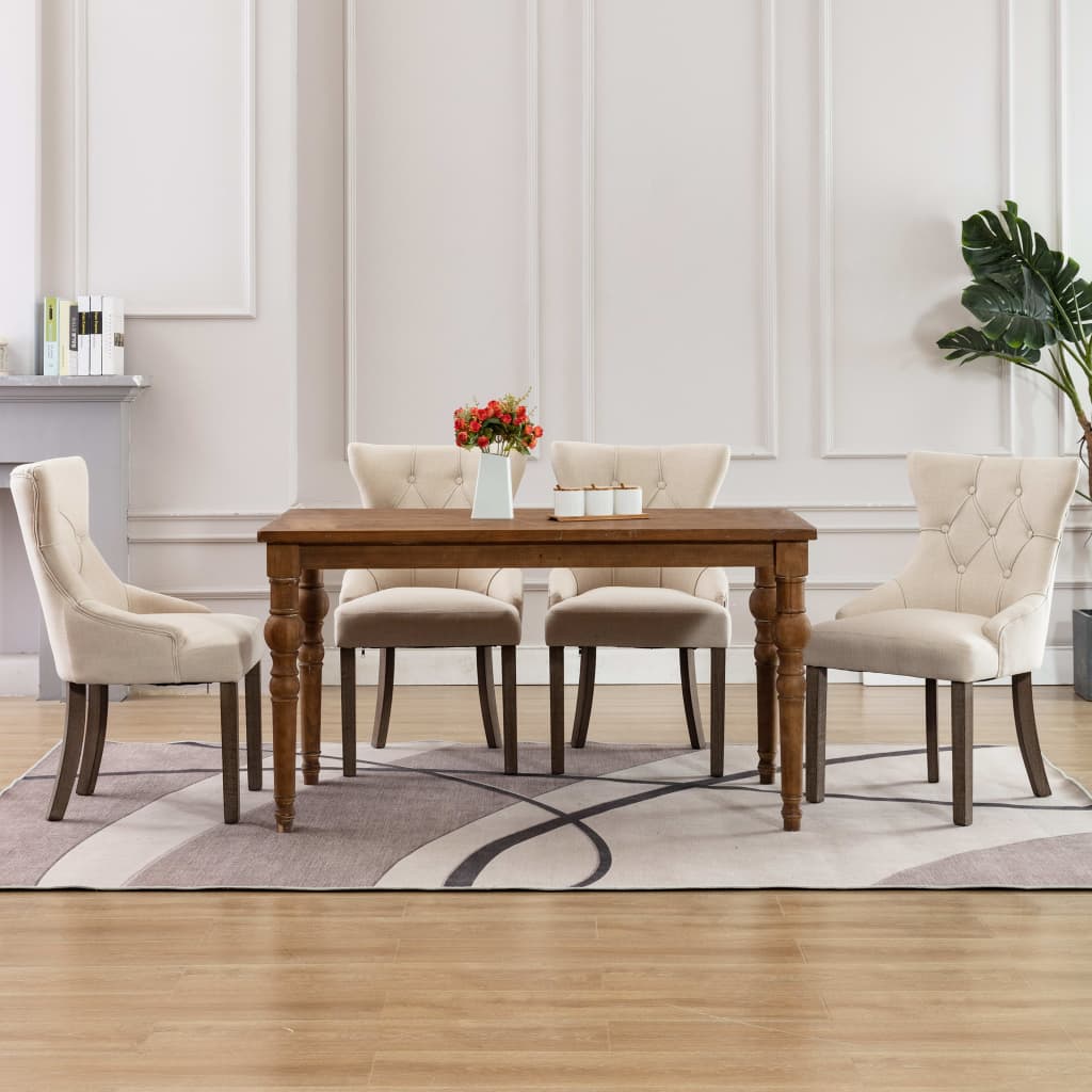 Esszimmerstühle 2 Stk. Beige Stoff