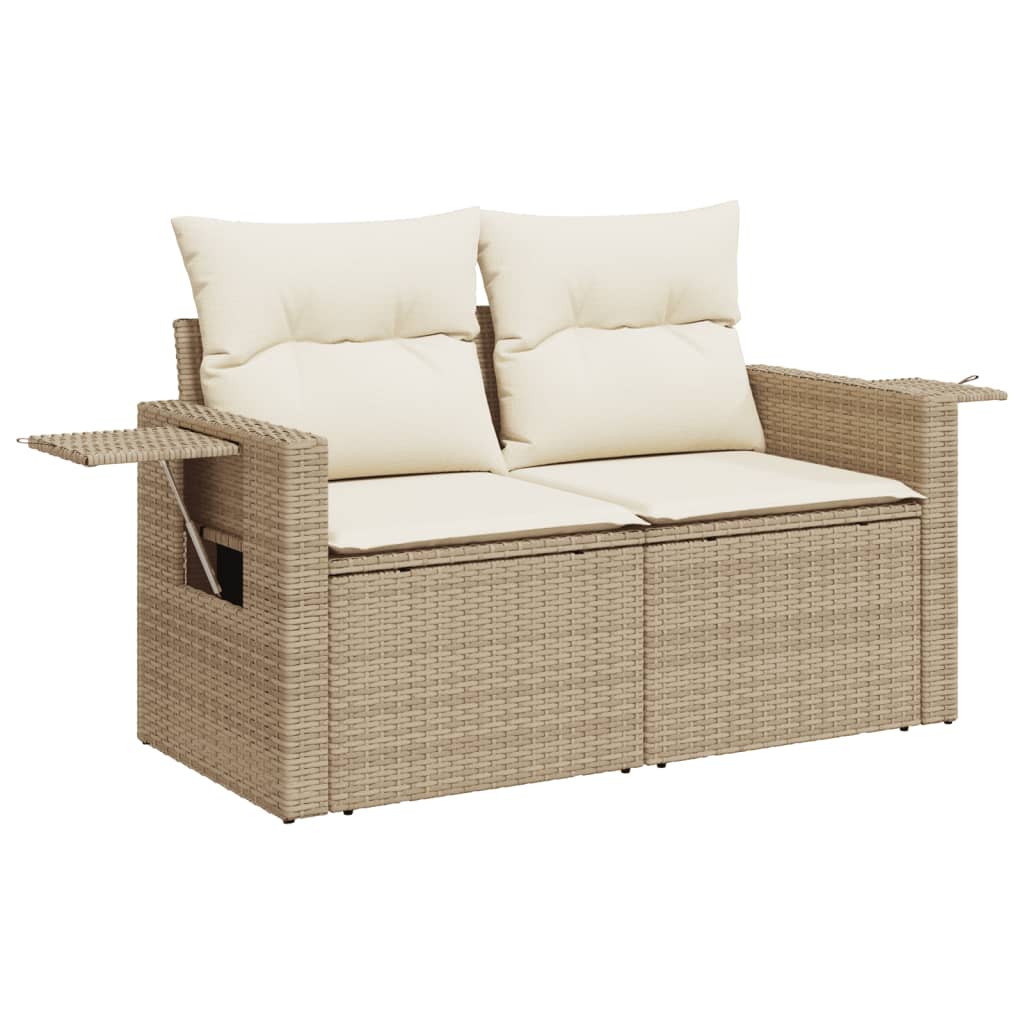 13-tlg. Garten-Sofagarnitur mit Kissen Schwarz Poly Rattan