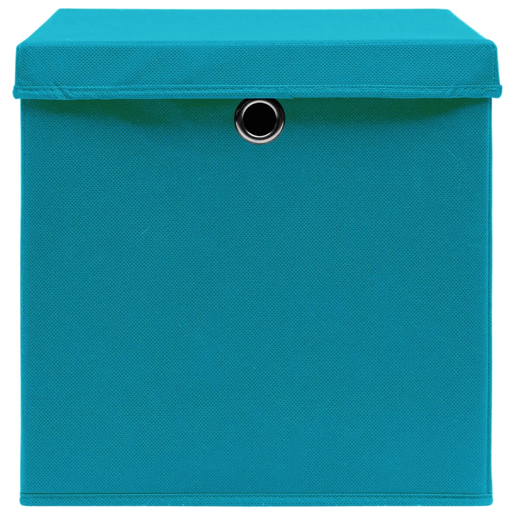 Aufbewahrungsboxen mit Deckeln 10 Stk. 28x28x28 cm Schwarz