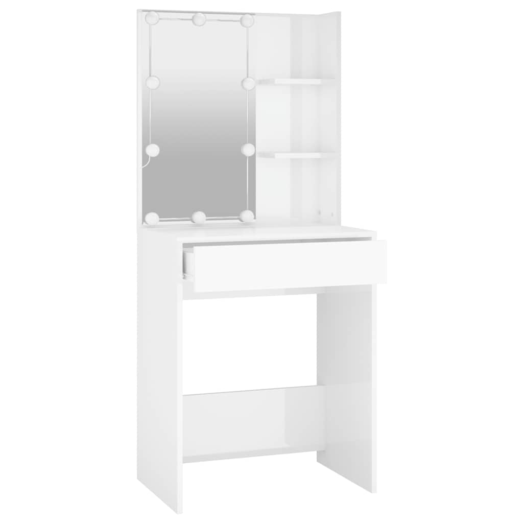 Schminktisch mit LED Weiß 60x40x140 cm