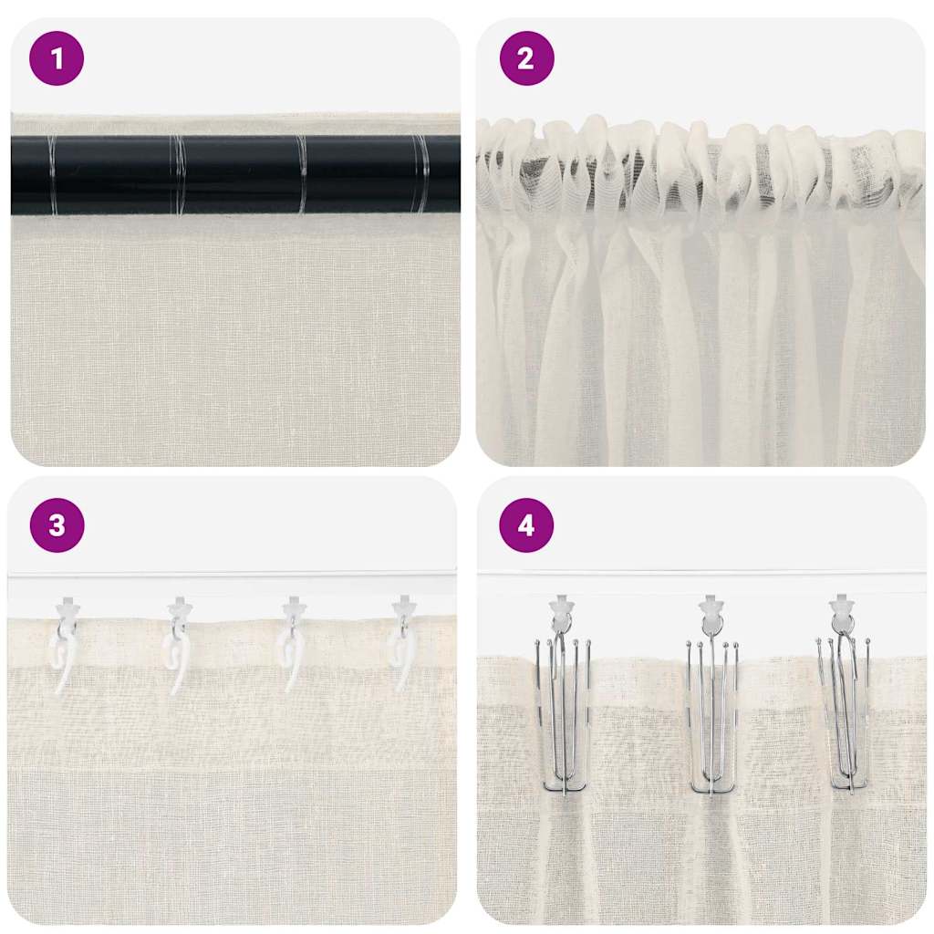 Voile-Vorhang mit Vorhängen 2 pcs Weiß 140 x 140 cm Polyester