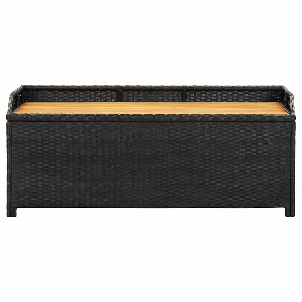 Bank mit Stauraum Schwarz 100x50x52 cm Poly Rattan Akazienholz
