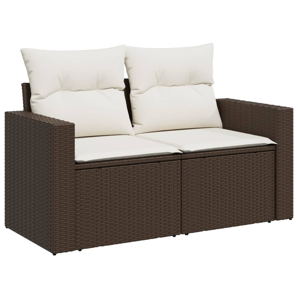 10-tlg. Garten-Sofagarnitur mit Kissen Schwarz Poly Rattan