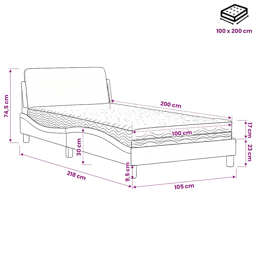 Bett mit Matratze "Dover" Schwarz 80x200 cm Kunstleder