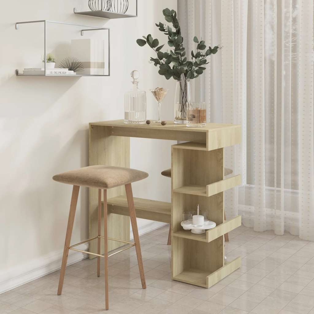 Bartisch mit Regal Weiß 100x50x101,5 cm Holzwerkstoff