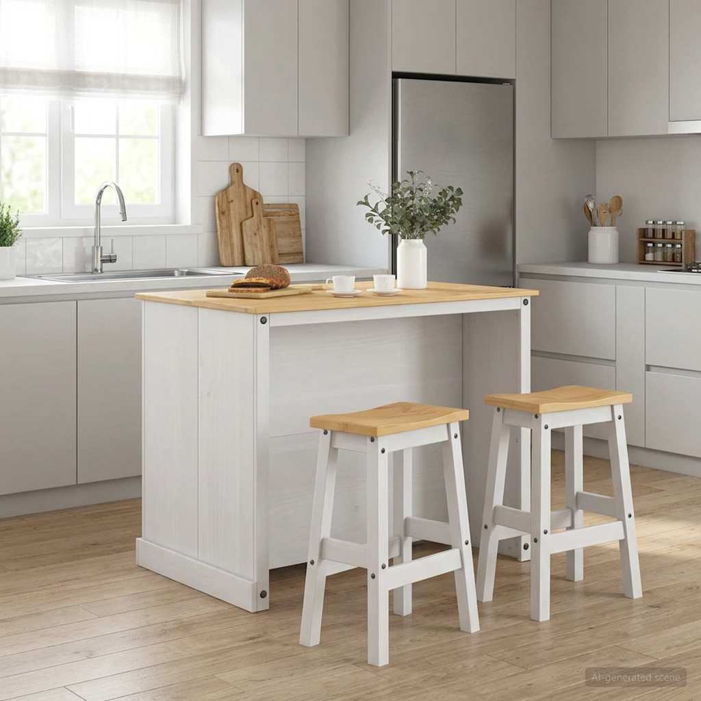 Kücheninsel Set mit Regal 3 pcs Honigwachs Massiv-Kiefer