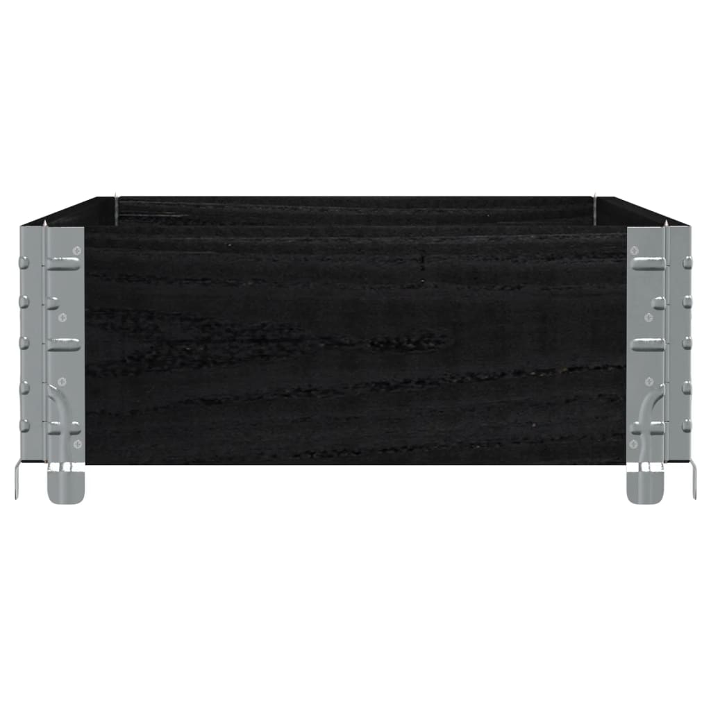 Paletten-Aufsatzrahmen Schwarz 80x60 cm Massivholz Kiefer
