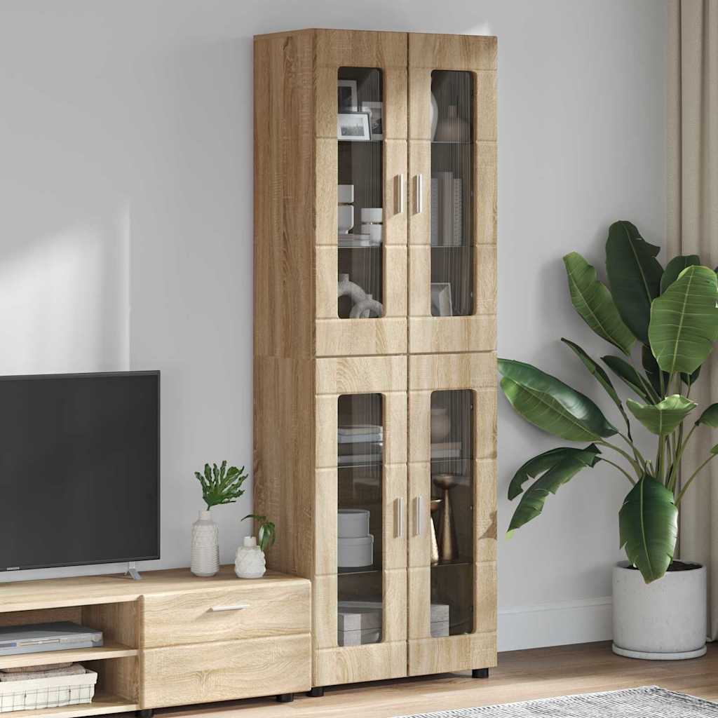 Highboard mit Regal FLORIN Weiß 60 x 35 x 182 cm Holzwerkstoff