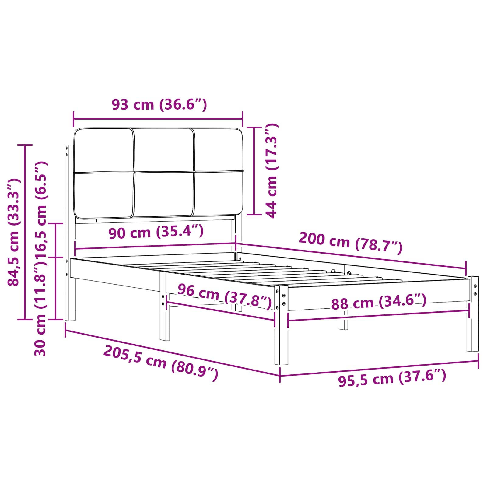Bettgestell mit gepolstertem Kopfteil Hellgrau 200 x 200 cm