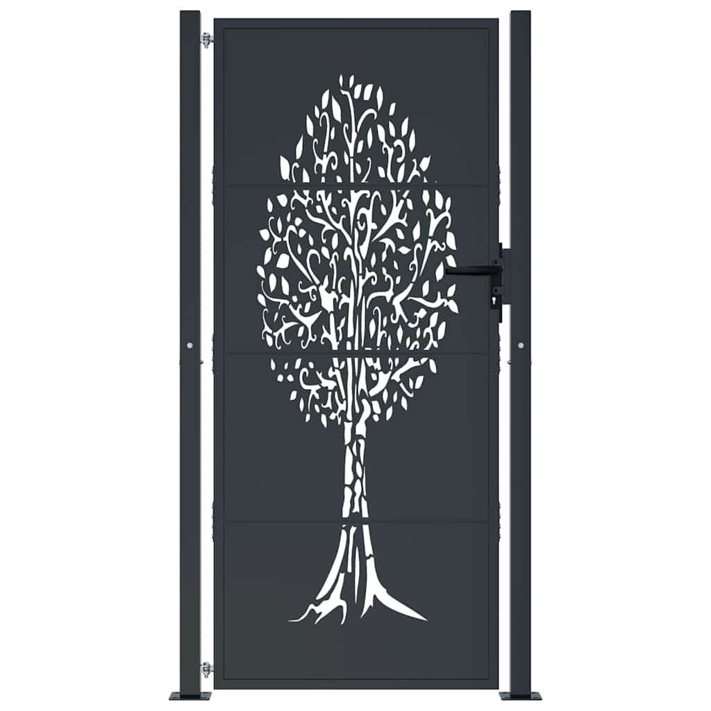 Gartentor Anthrazit 100x75 cm Stahl Baum-Design