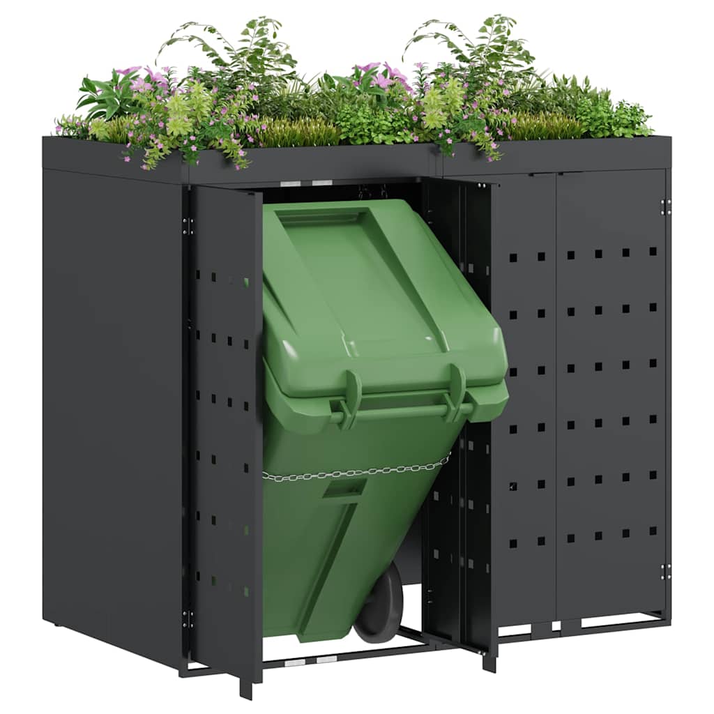 Mülltonnenbox für 2 Tonnen Schwarz 138x79x117 cm Stahl