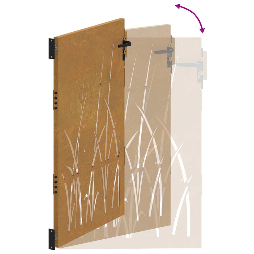 Gartentor 85x75 cm Cortenstahl Gras-Design