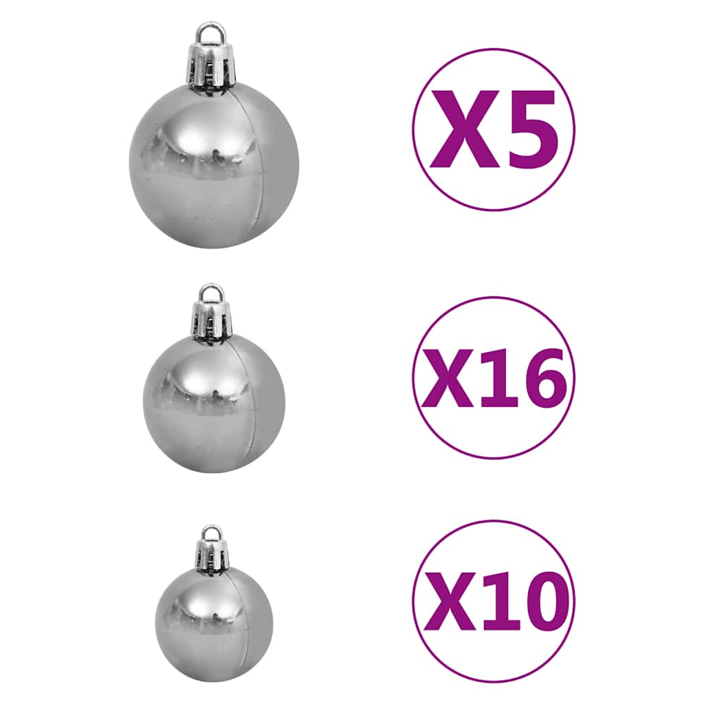 Künstlicher Weihnachtsbaum mit LEDs Kugeln Zapfen 150 cm