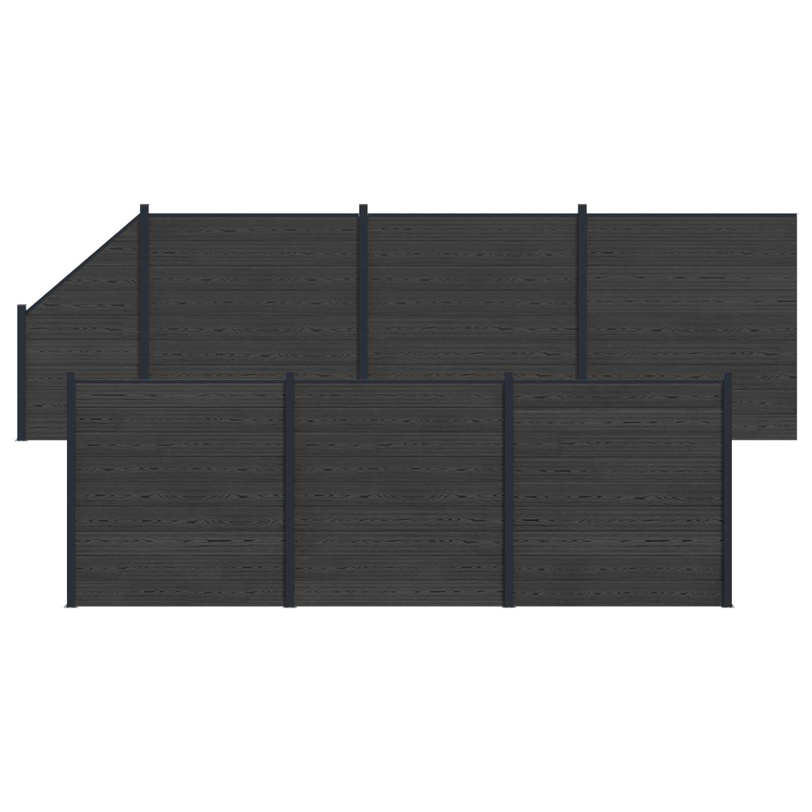 Zaunelement WPC 180x186 cm Schwarz