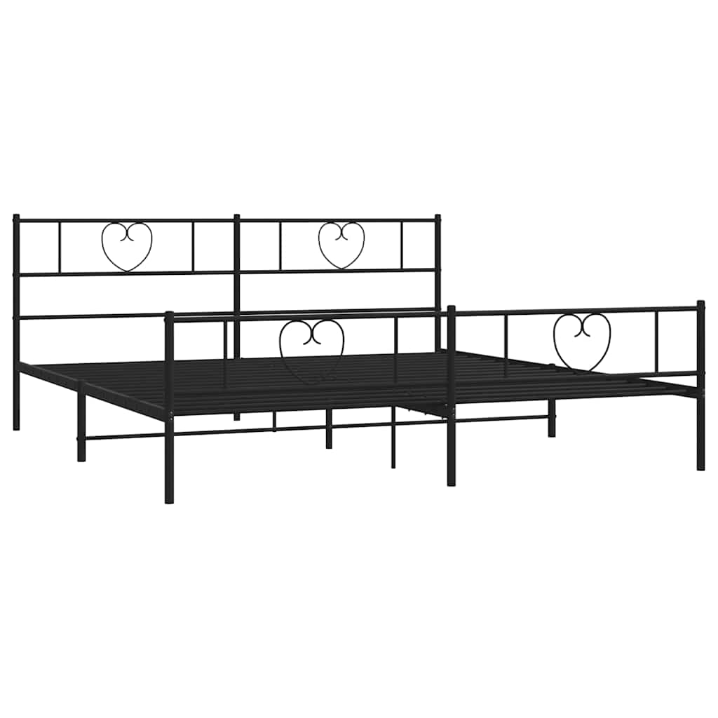 Bettgestell mit Kopfteil Metall Schwarz 100x190 cm