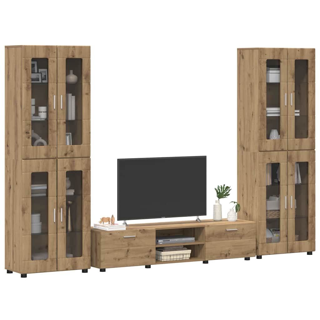 Highboard mit Regal FLORIN Weiß 60 x 35 x 182 cm Holzwerkstoff